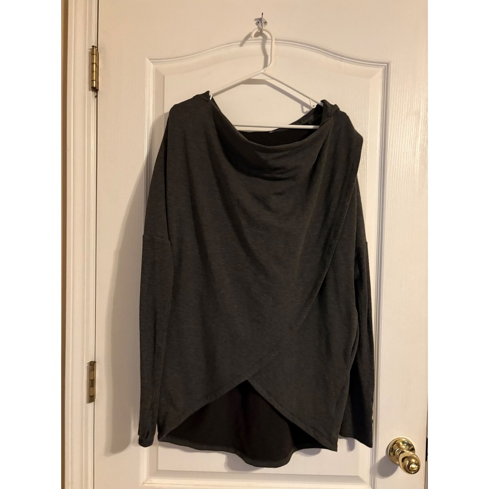 Athleta Purana Wrap Sweatshirt Womens M Gray Excellent Draped Hooded 486073-04